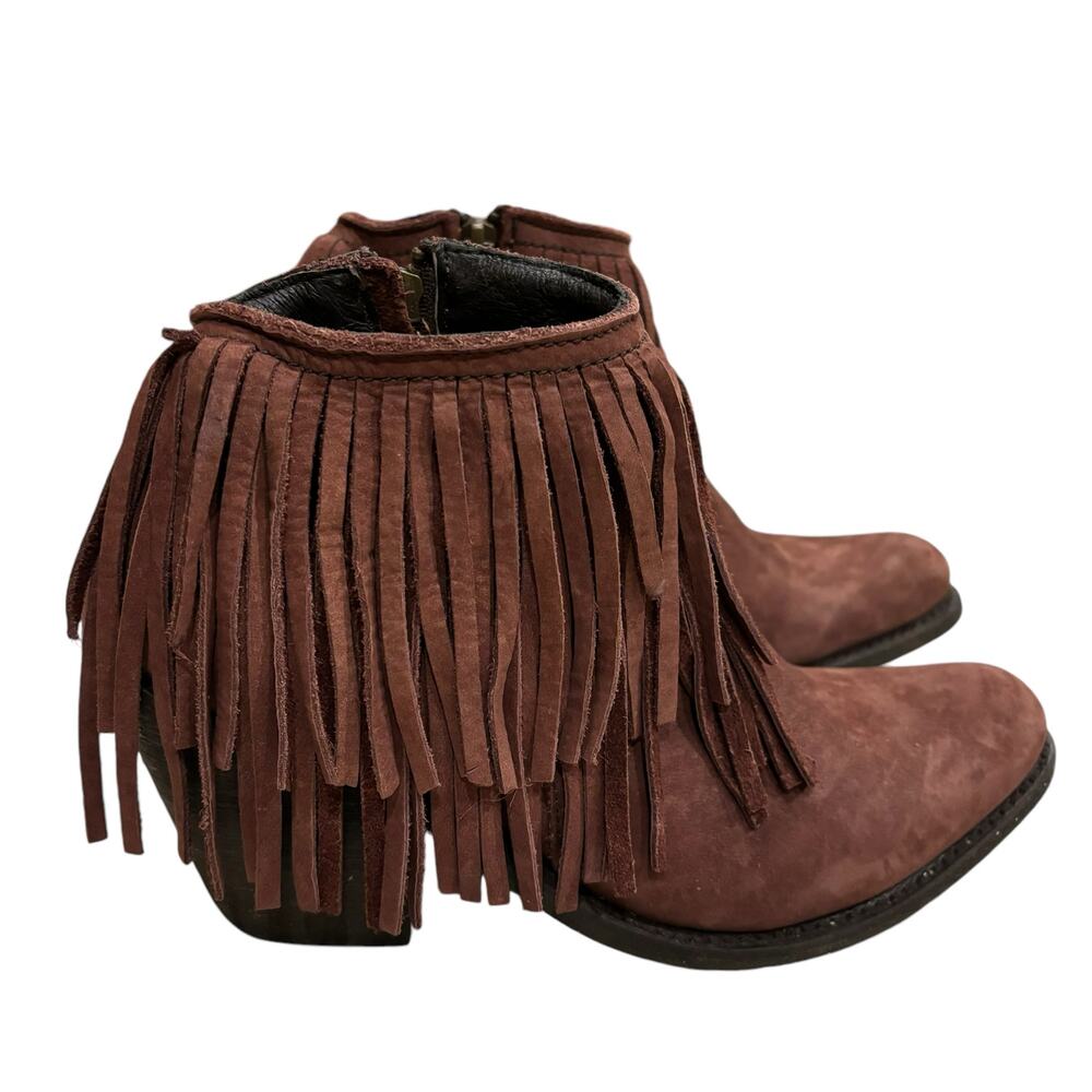 Independent Boot Co 6.5C Brown Leather Tassel Cowgirl Western Suede Booties*READ